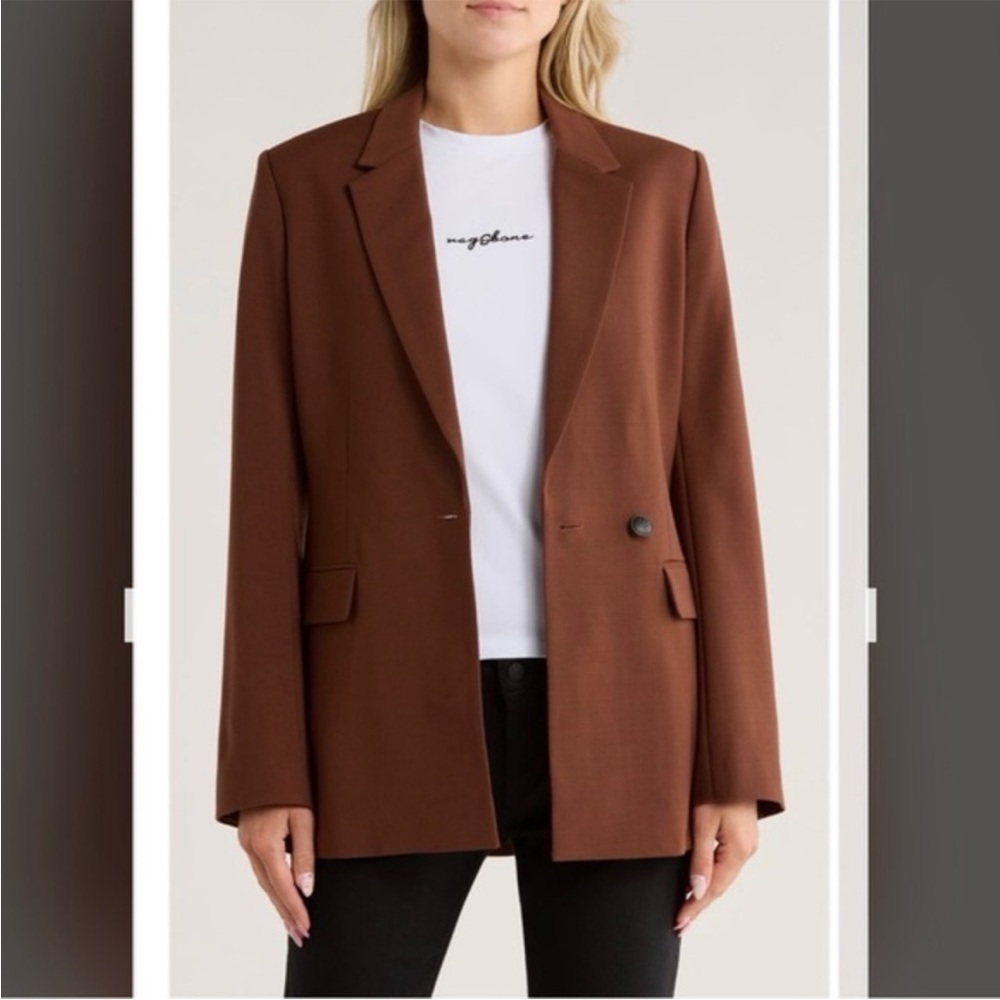rag & bone Roxanne Wool Blend Blazer in Dark Brown Size 10 NWOT